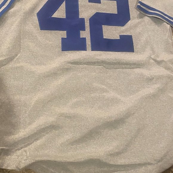 Mitchell & Ness Gray and Blue Jackie Robinson Dodgers Jersey - Picture 5 of 5